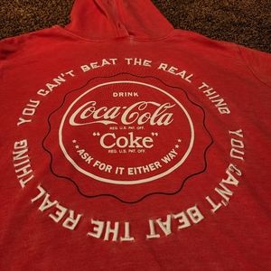 Coca Cola "You Can't Beat The Real Thing" Red Acid washed Hoodie Size XL
